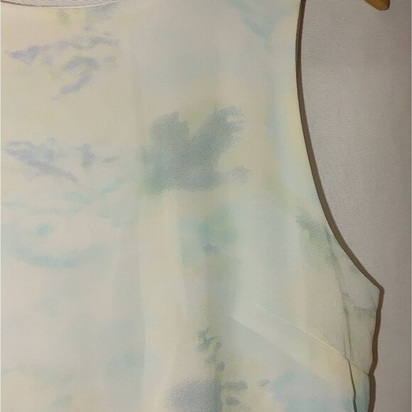 Tobi Sleeveless Tank Shift Dress Strappy Back Green Blue Off White Watercolor S - Picture 8 of 8